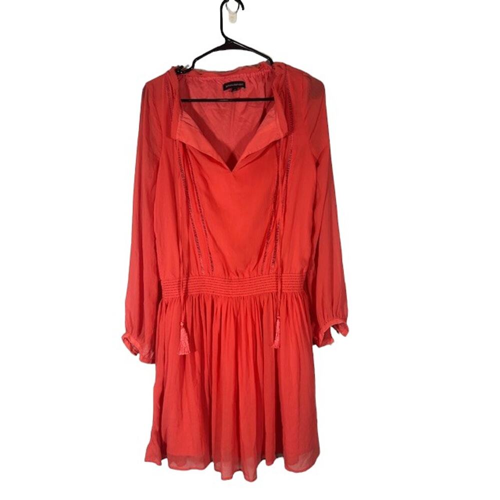Banana Republic Pink Barbiecore V-Neck Collared Elastic Waist Dress Women Sz S